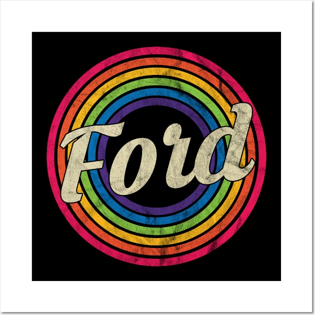 Ford - Retro Rainbow Faded-Style Wall Art by MaydenArt